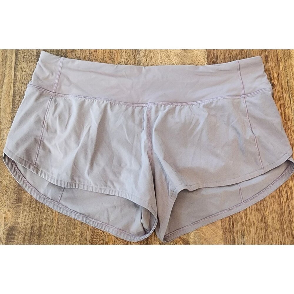 Lululemon Running Shorts Womens 8 Purple Lined Zip Back Pocket Reflective Logo